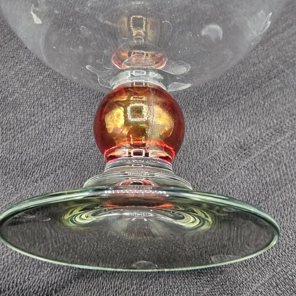 Cerve Italy Ruby Amber Red Ball Stem Coupe Champagne Dessert Glasses Vintage